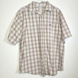 Carhartt Men's Beige Plaid Button Up Shirt XL